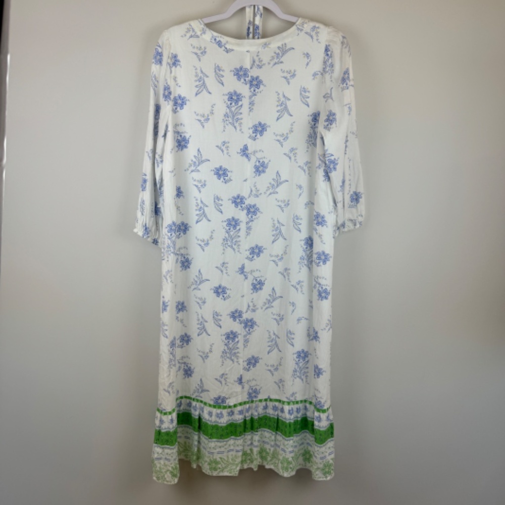 ANN TAYLOR Midi-Maxi Pullover Lightweight Dress White With Blue Flowers - Size S - Picture 13 of 15